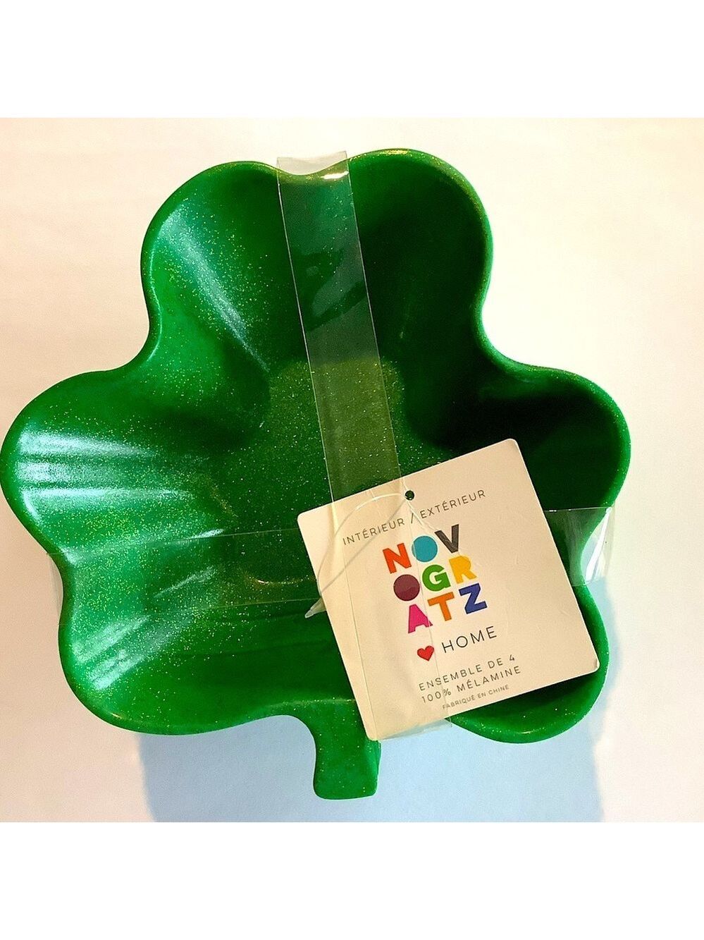 Shamrock Melamine Salad Dessert Serving Bowls 4 Pack New